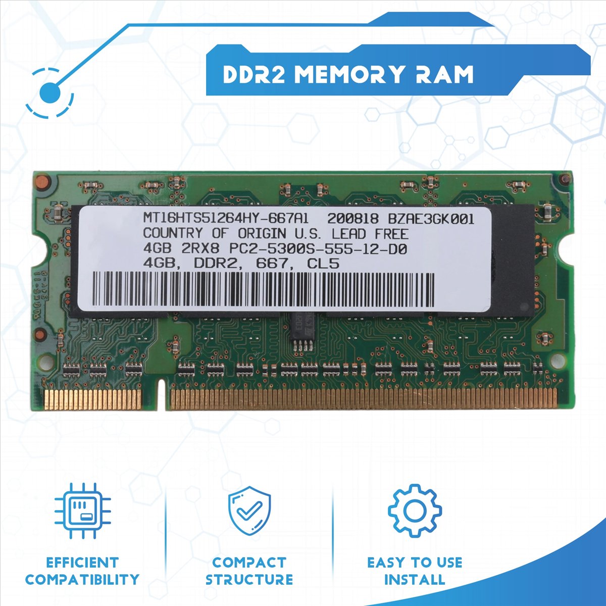 Ddr2 Ram - ABAN DDR2 4GB หน่วยความจำแล็ปท็อป 667Mhz PC2